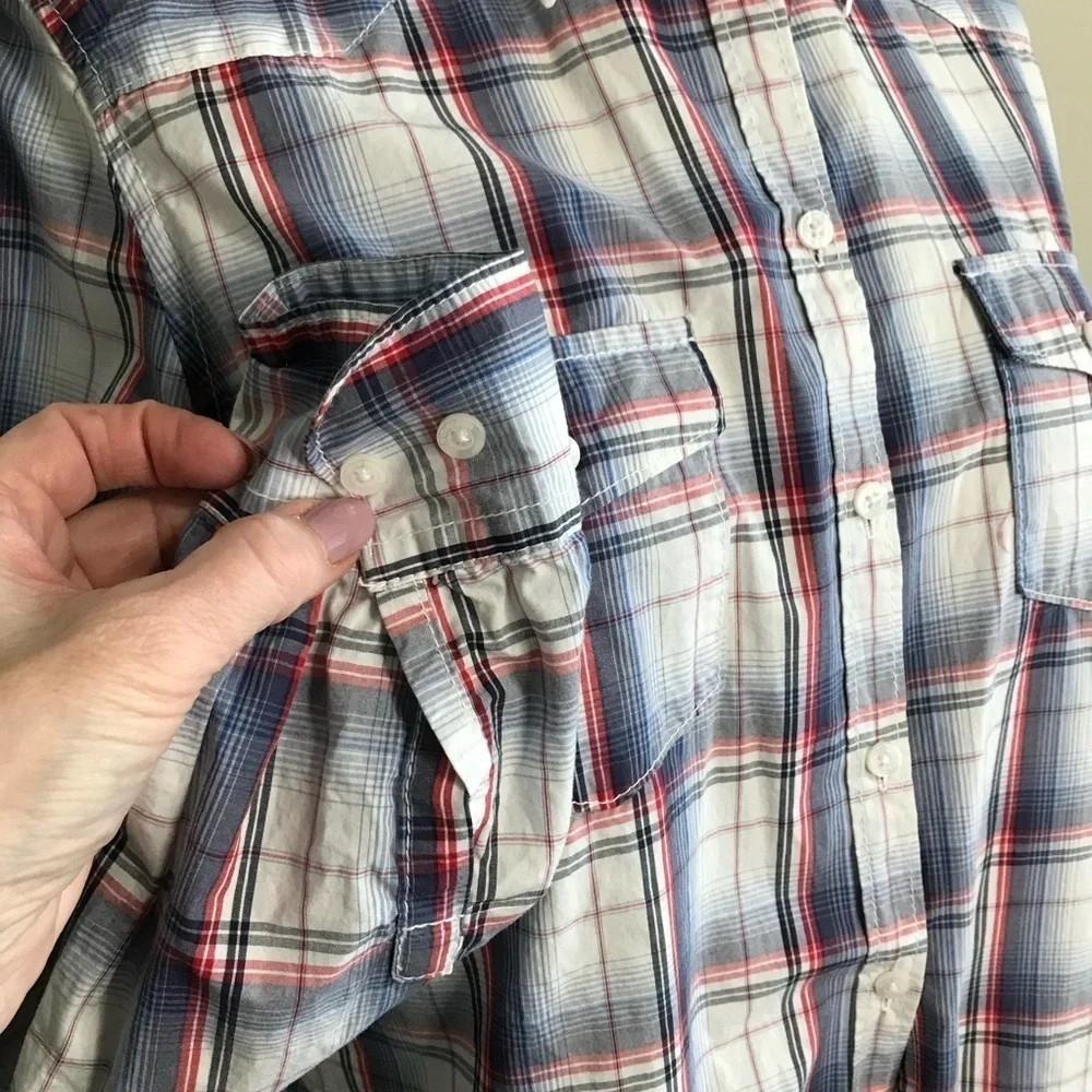 H&M (LOGG) Blue Lightweight Plaid Shirt - Size 10 - Picture 5 of 8